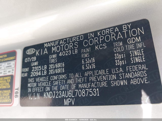 KNDJ23AU6L7087531 KIA SOUL LX
