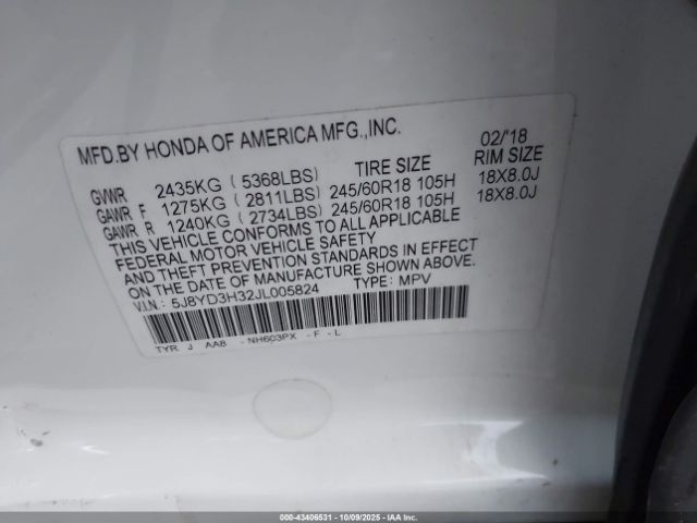 2018 ACURA MDX 5J8YD3H32JL005824 Photo 8