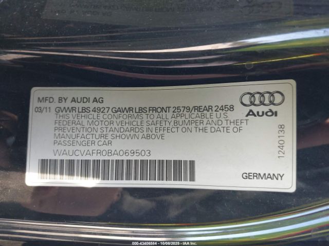 2011 AUDI S5 WAUCVAFR0BA069503 Photo 8