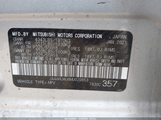 2021 MITSUBISHI OUTLANDER SPORT JA4ARUAU6MU020653 Photo 8