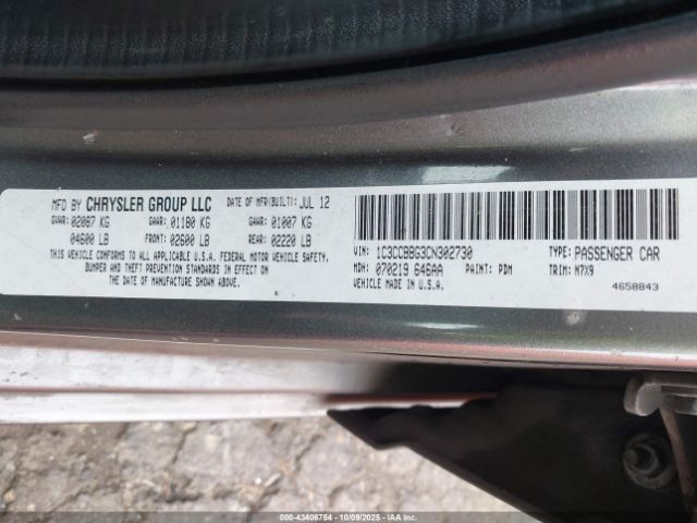 2012 CHRYSLER 200 1C3CCBBG3CN302730 Photo 8