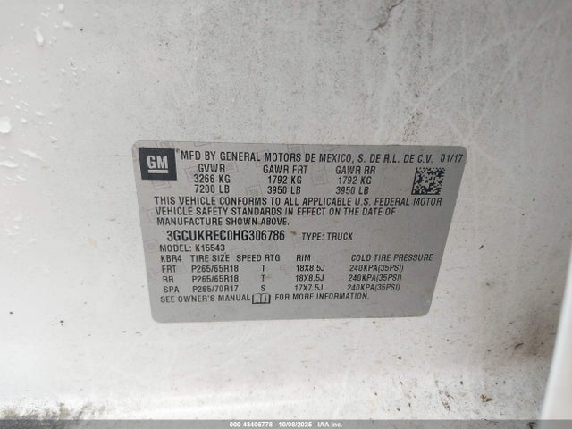 3GCUKREC0HG306786 Chevrolet Silverado 1500 2lt