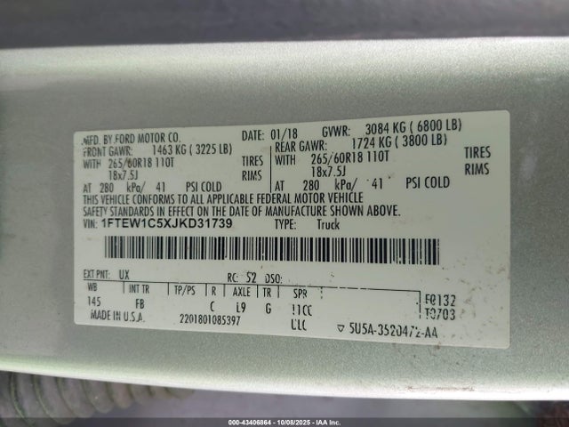 1FTEW1C5XJKD31739 Ford 5.0l 4v
