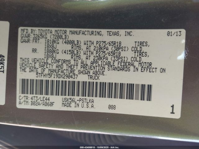 2013 TOYOTA TUNDRA 5TFHY5F19DX290437 Photo 8