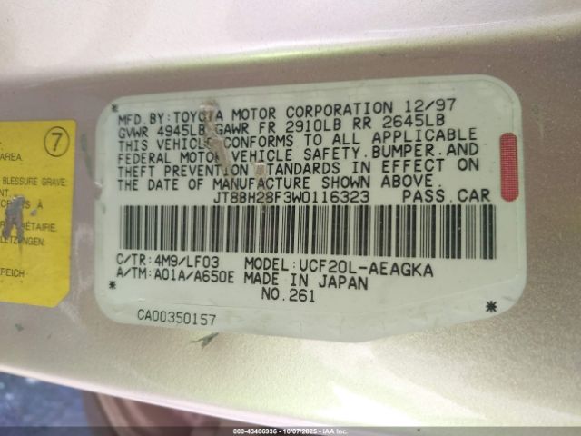 1998 LEXUS LS 400 JT8BH28F3W0116323 Photo 8