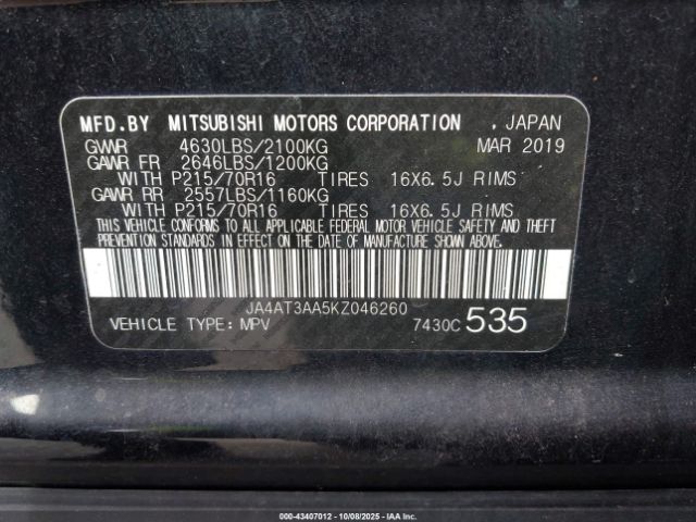 2019 MITSUBISHI ECLIPSE CROSS JA4AT3AA5KZ046260 Photo 8