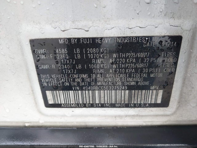 Subaru 2.5na u5 2014 4S4BRBCC5E3275249 Image 9