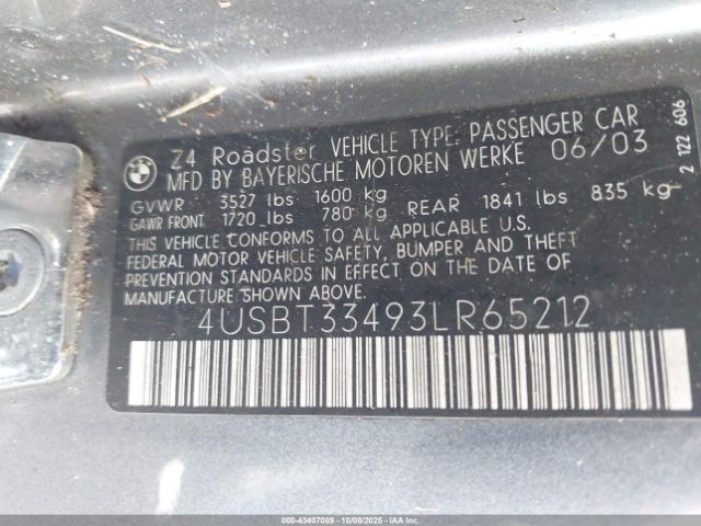 2003 BMW Z4 4USBT33493LR65212 Photo 8