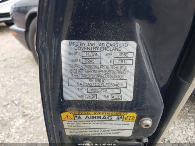 2000 JAGUAR XJ8 SAJDA24CXYLF05346 Photo 8