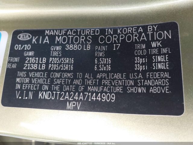 2010 KIA SOUL KNDJT2A24A7144909 Photo 8