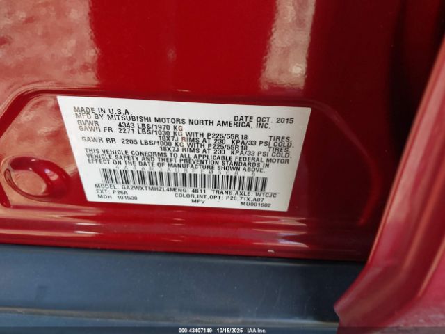 2015 MITSUBISHI OUTLANDER SPORT 4A4AR3AU8FE056818 Photo 8