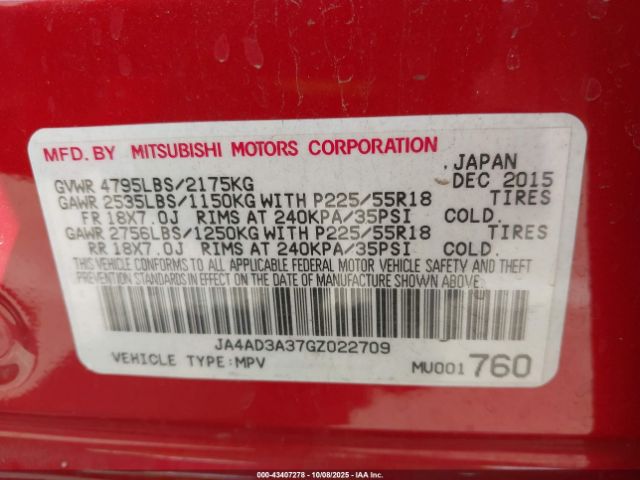 2016 MITSUBISHI OUTLANDER JA4AD3A37GZ022709 Photo 8