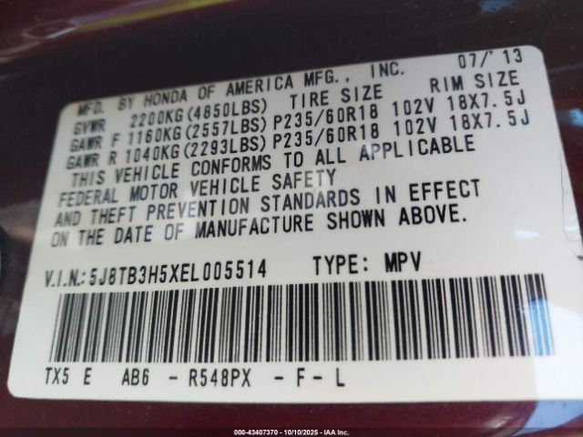 2014 ACURA RDX 5J8TB3H5XEL005514 Photo 8