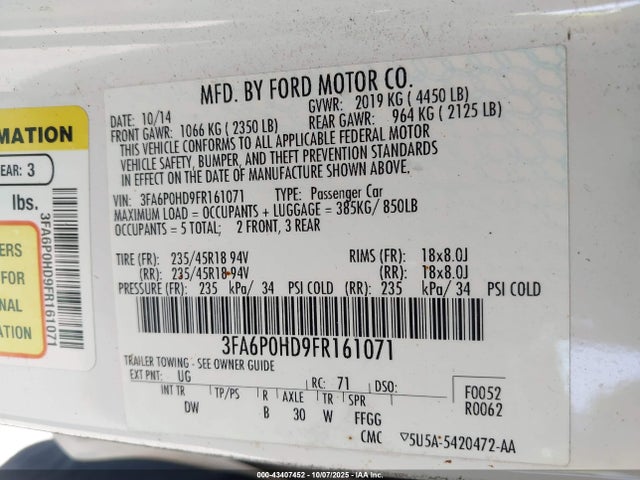Ford 2015 2015 3FA6P0HD9FR161071 Image 9