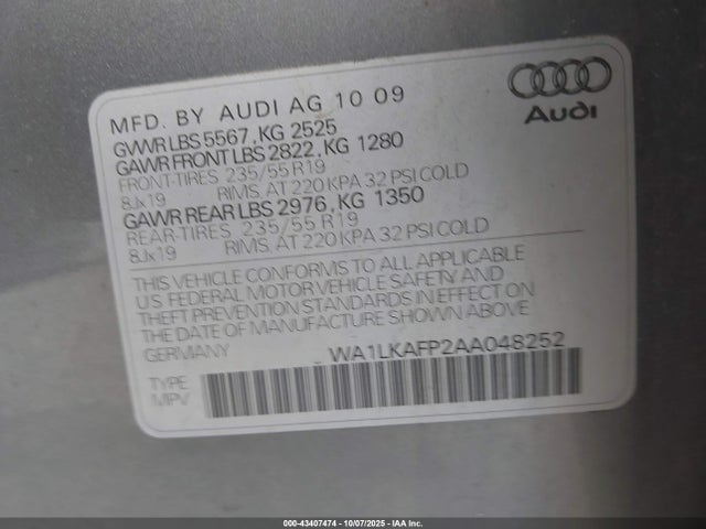 2010 AUDI Q5 WA1LKAFP2AA048252 Photo 8