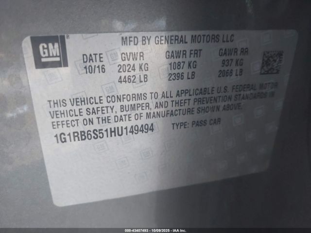 2017 CHEVROLET VOLT 1G1RB6S51HU149494 Photo 8