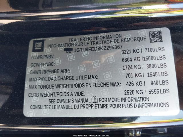 2019 GMC SIERRA 1500 1GTU9FED8KZ295367 Photo 8