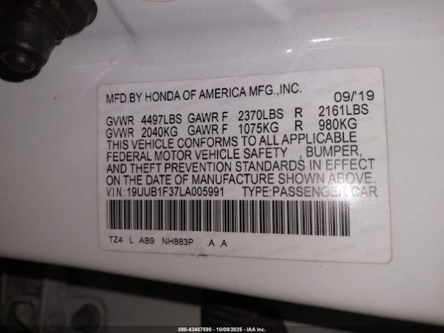 2020 ACURA TLX 19UUB1F37LA005991 Photo 8