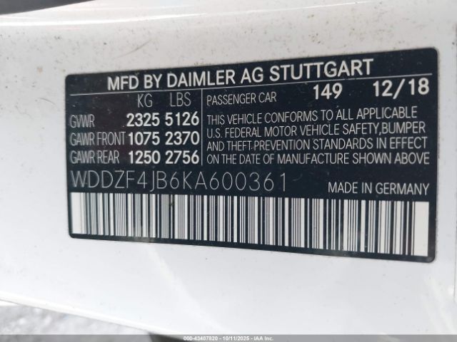 2019 MERCEDES-BENZ E 300 WDDZF4JB6KA600361 Photo 8
