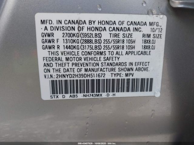 2013 ACURA MDX 2HNYD2H39DH511672 Photo 8