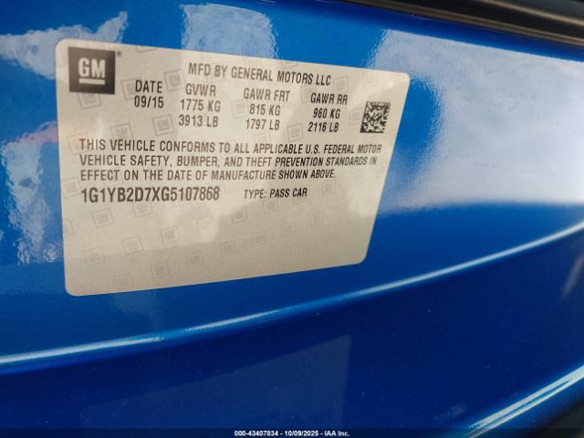 2016 CHEVROLET CORVETTE 1G1YB2D7XG5107868 Photo 8