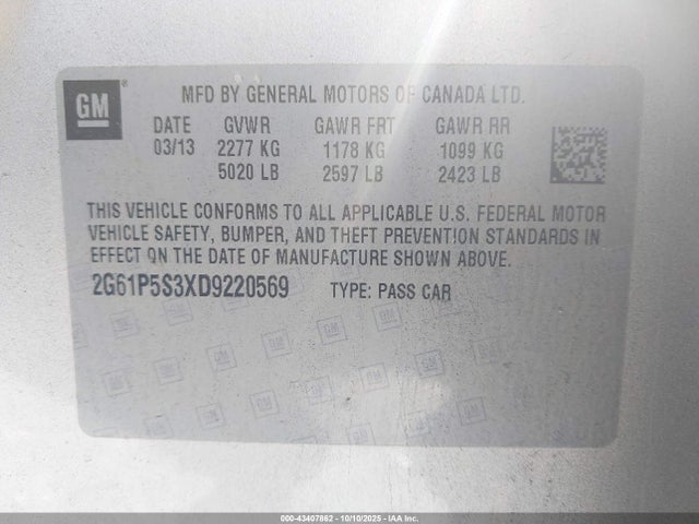 2013 CADILLAC XTS 2G61P5S3XD9220569 Photo 8