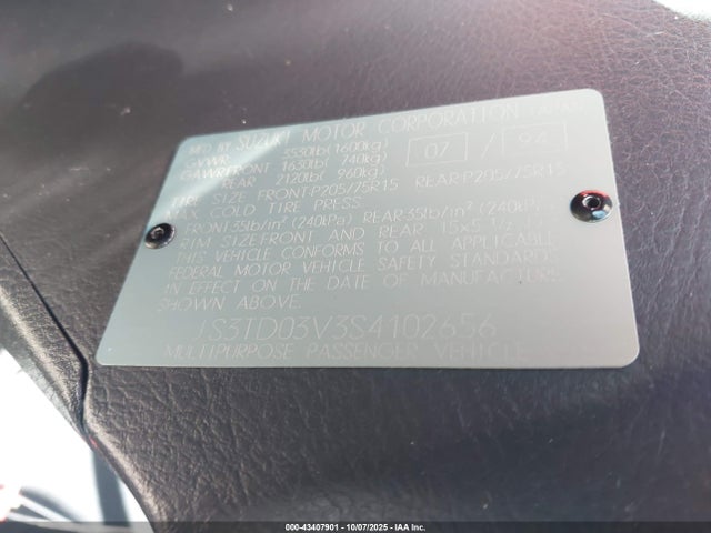 1995 SUZUKI SIDEKICK JS3TD03V3S4102656 Photo 8