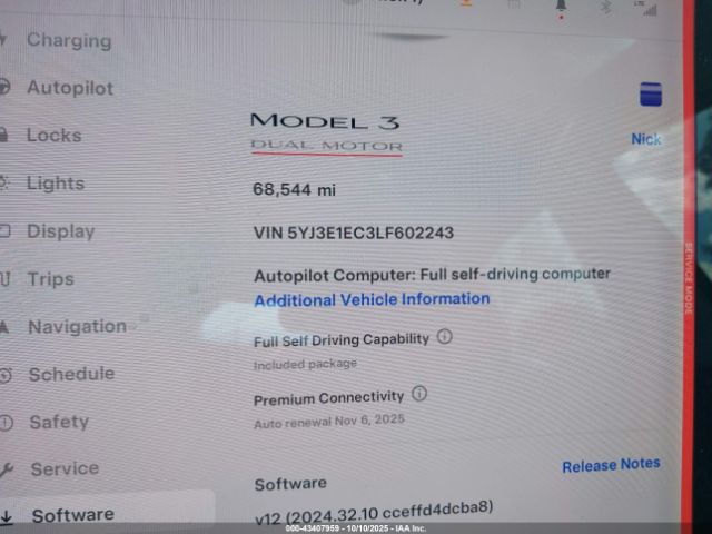 2020 TESLA MODEL 3 5YJ3E1EC3LF602243 Photo 6