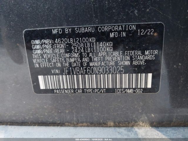 2022 SUBARU WRX JF1VBAF60N9033025 Photo 8