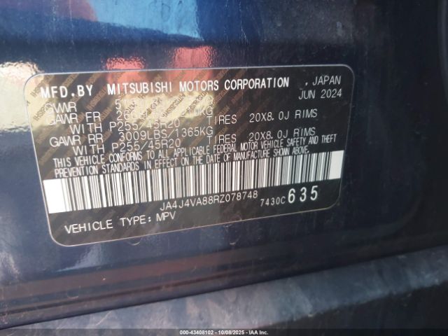 2024 MITSUBISHI OUTLANDER JA4J4VA88RZ078748 Photo 8