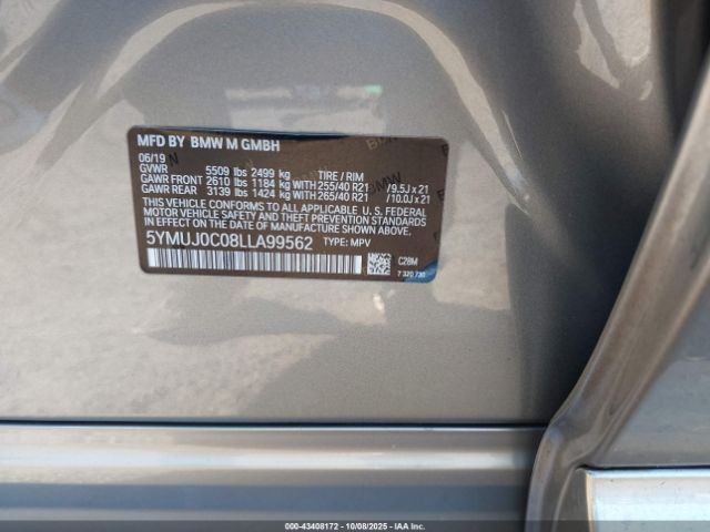 2020 BMW X4 M 5YMUJ0C08LLA99562 Photo 8