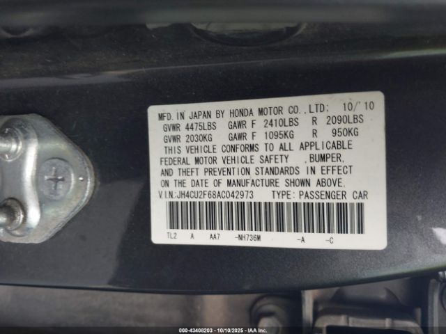 2010 ACURA TSX JH4CU2F68AC042973 Photo 8