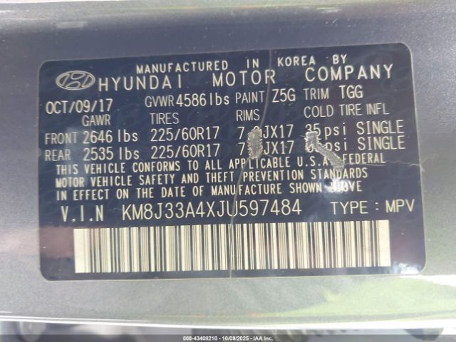 2018 HYUNDAI TUCSON KM8J33A4XJU597484 Photo 8