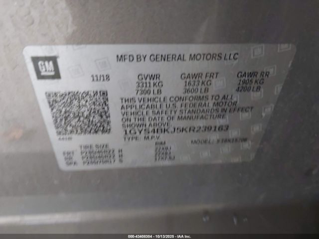 2019 CADILLAC ESCALADE 1GYS4BKJ5KR239163 Photo 8