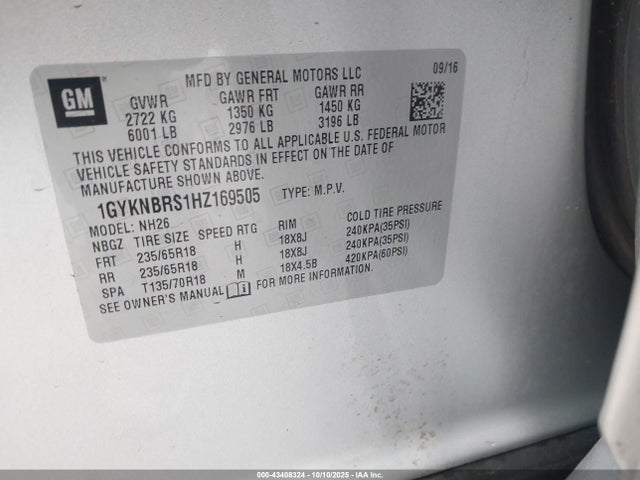 2017 CADILLAC XT5 1GYKNBRS1HZ169505 Photo 8
