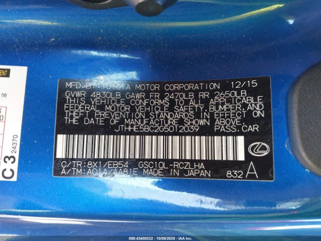 2016 LEXUS RC 350 JTHHE5BC2G5012039 Photo 8