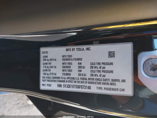 2025 TESLA MODEL 3 5YJ3E1ET5SF073148 Photo 8