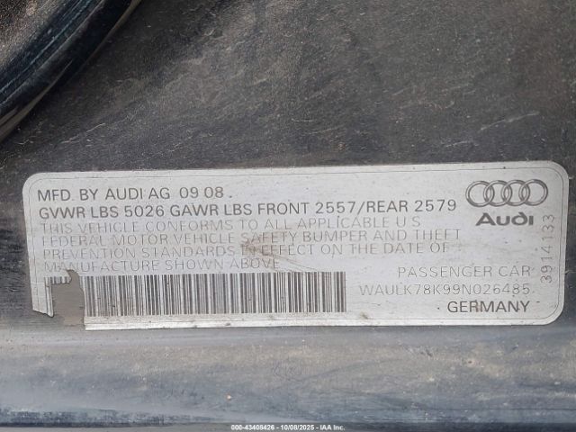 2009 AUDI A4 WAULK78K99N026485 Photo 8
