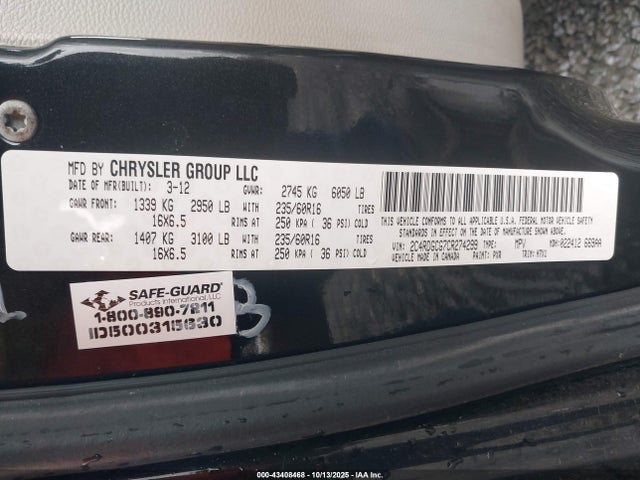 2012 DODGE GRAND CARAVAN 2C4RDGCG7CR274299 Photo 8