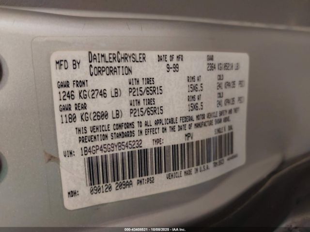 2000 DODGE CARAVAN 1B4GP45G9YB545232 Photo 8