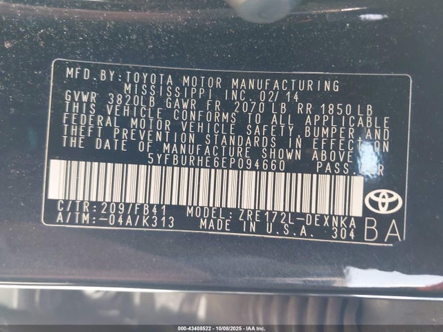 2014 TOYOTA COROLLA 5YFBURHE6EP094660 Photo 8