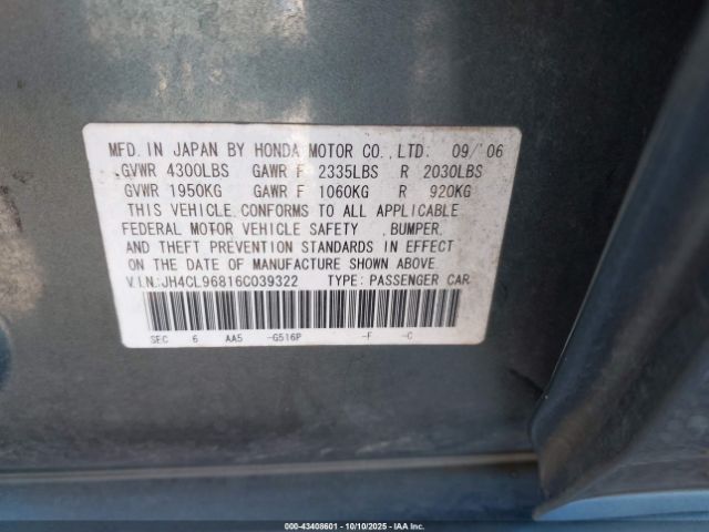 2006 ACURA TSX JH4CL96816C039322 Photo 8