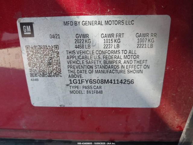 2021 CHEVROLET BOLT EV 1G1FY6S08M4114256 Photo 8