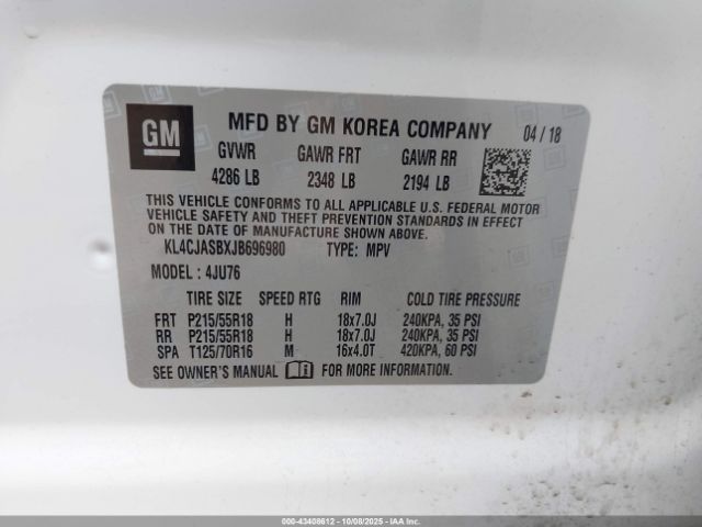 2018 BUICK ENCORE KL4CJASBXJB696980 Photo 8