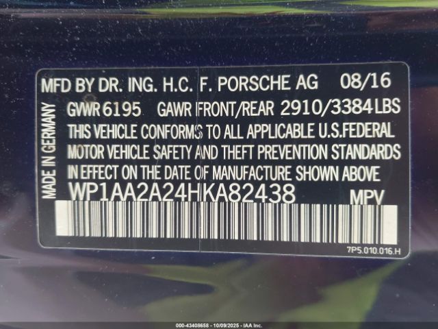 2017 PORSCHE CAYENNE WP1AA2A24HKA82438 Photo 8