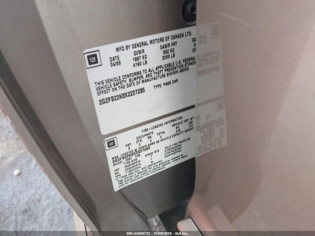 1999 PONTIAC FIREBIRD 2G2FS22K8X2227285 Photo 8