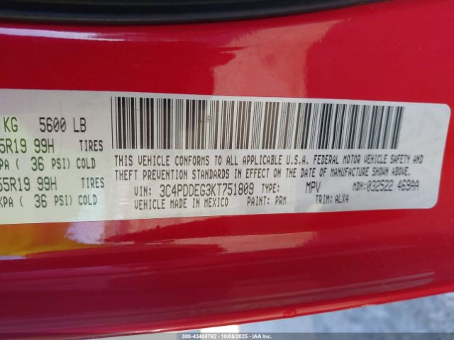 2019 DODGE JOURNEY 3C4PDDEG3KT751809 Photo 8