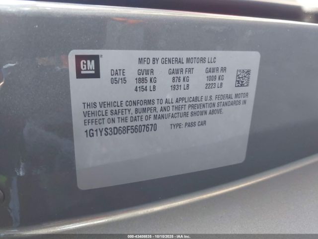 2015 CHEVROLET CORVETTE 1G1YS3D68F5607670 Photo 8