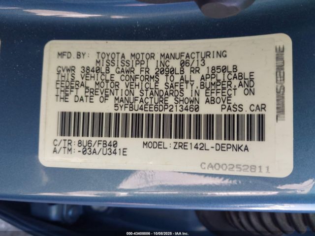 2013 TOYOTA COROLLA 5YFBU4EE6DP213460 Photo 8