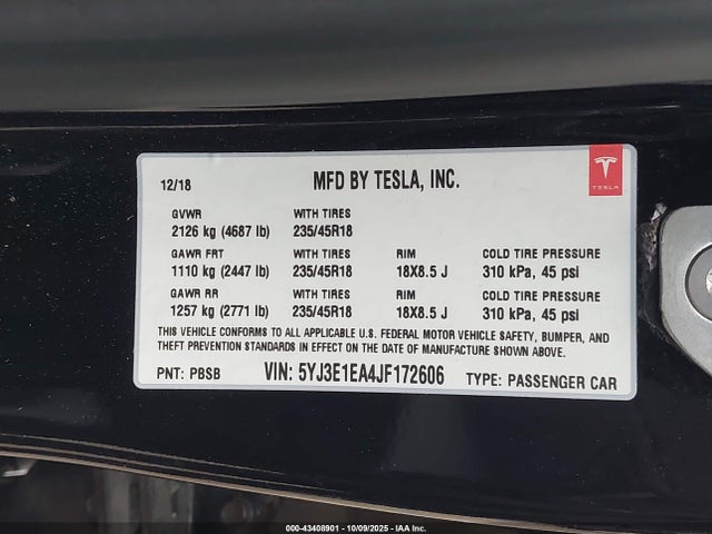 2018 TESLA MODEL 3 5YJ3E1EA4JF172606 Photo 8
